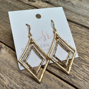 Triangular Shiny/Matte Metal Earrings | Gold