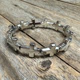 Cross Stretch Bracelet | Silver