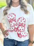 Game Day Star Boots Tee | Oversized Fit