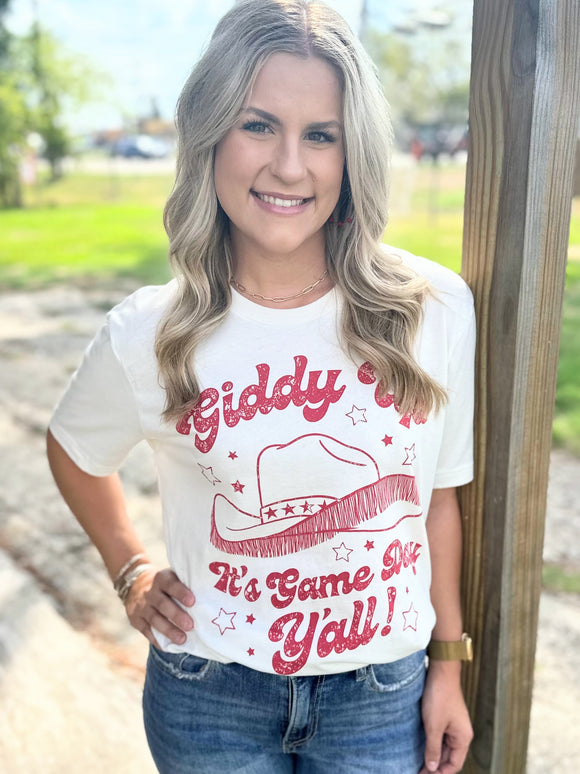 Giddy Up Game Day Y'all Tee | Oversized Fit