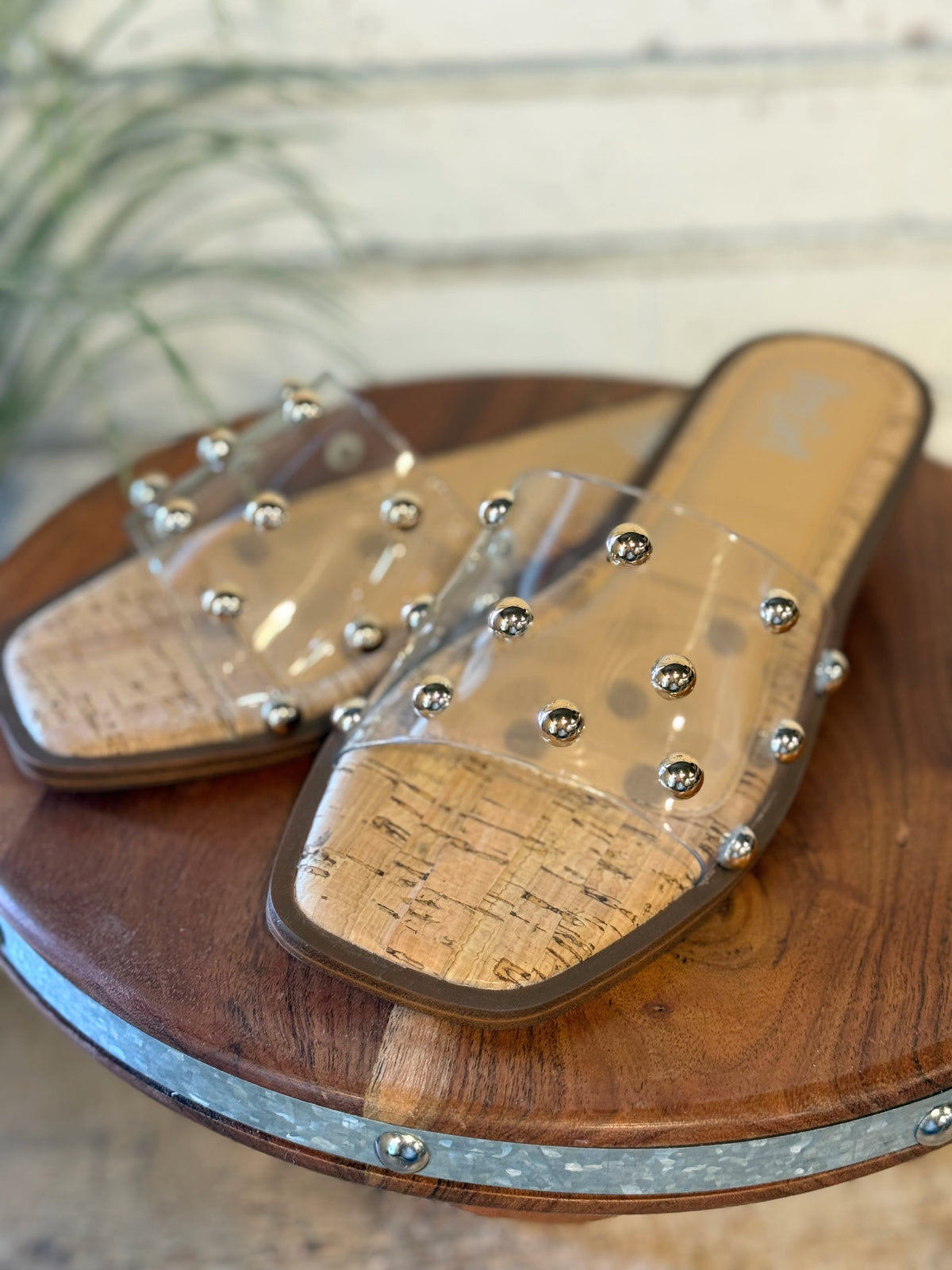 Corky's Come Aboard Sandal | Clear w/ Gold Studs