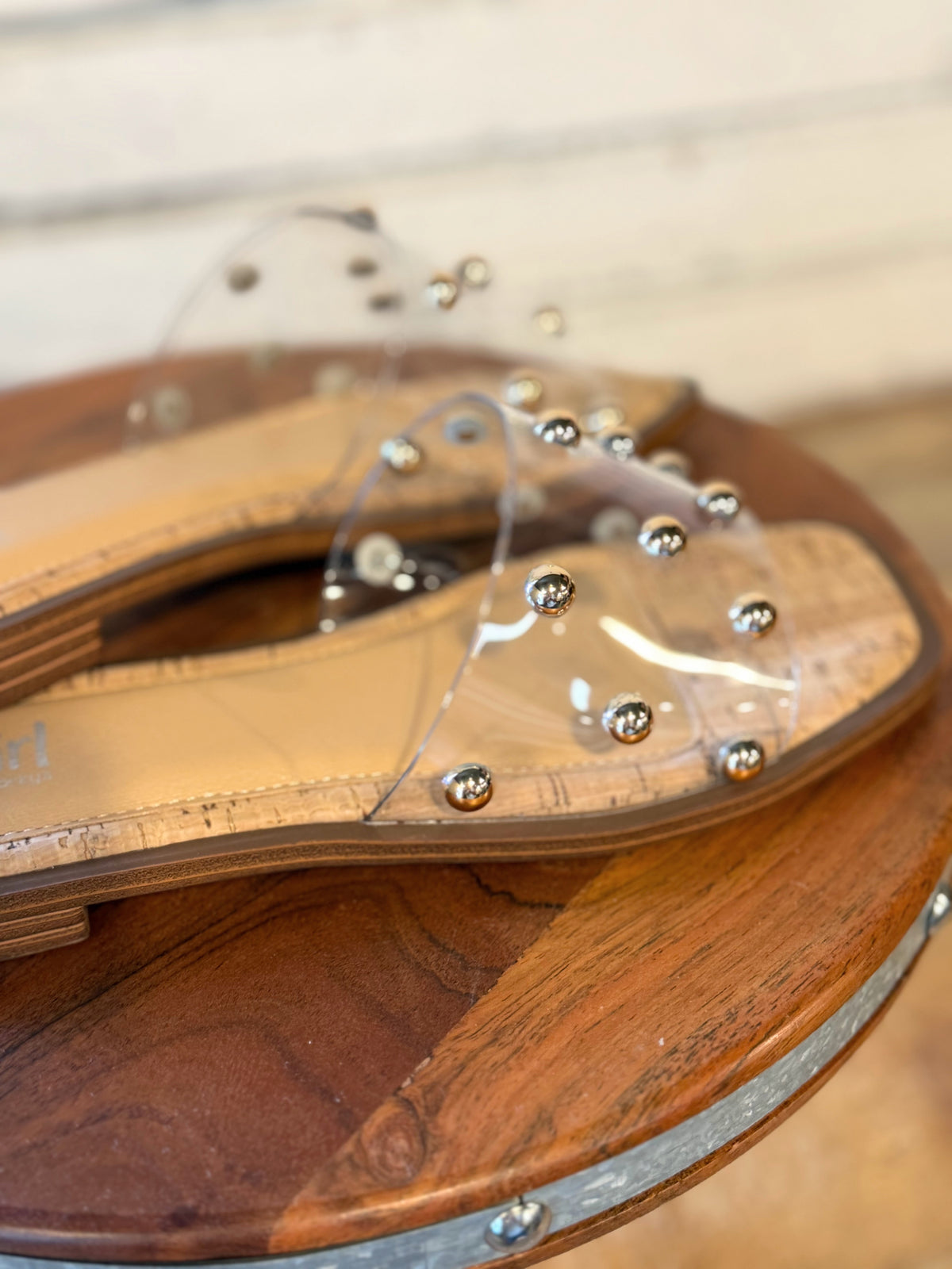 Corky's Come Aboard Sandal | Clear w/ Gold Studs