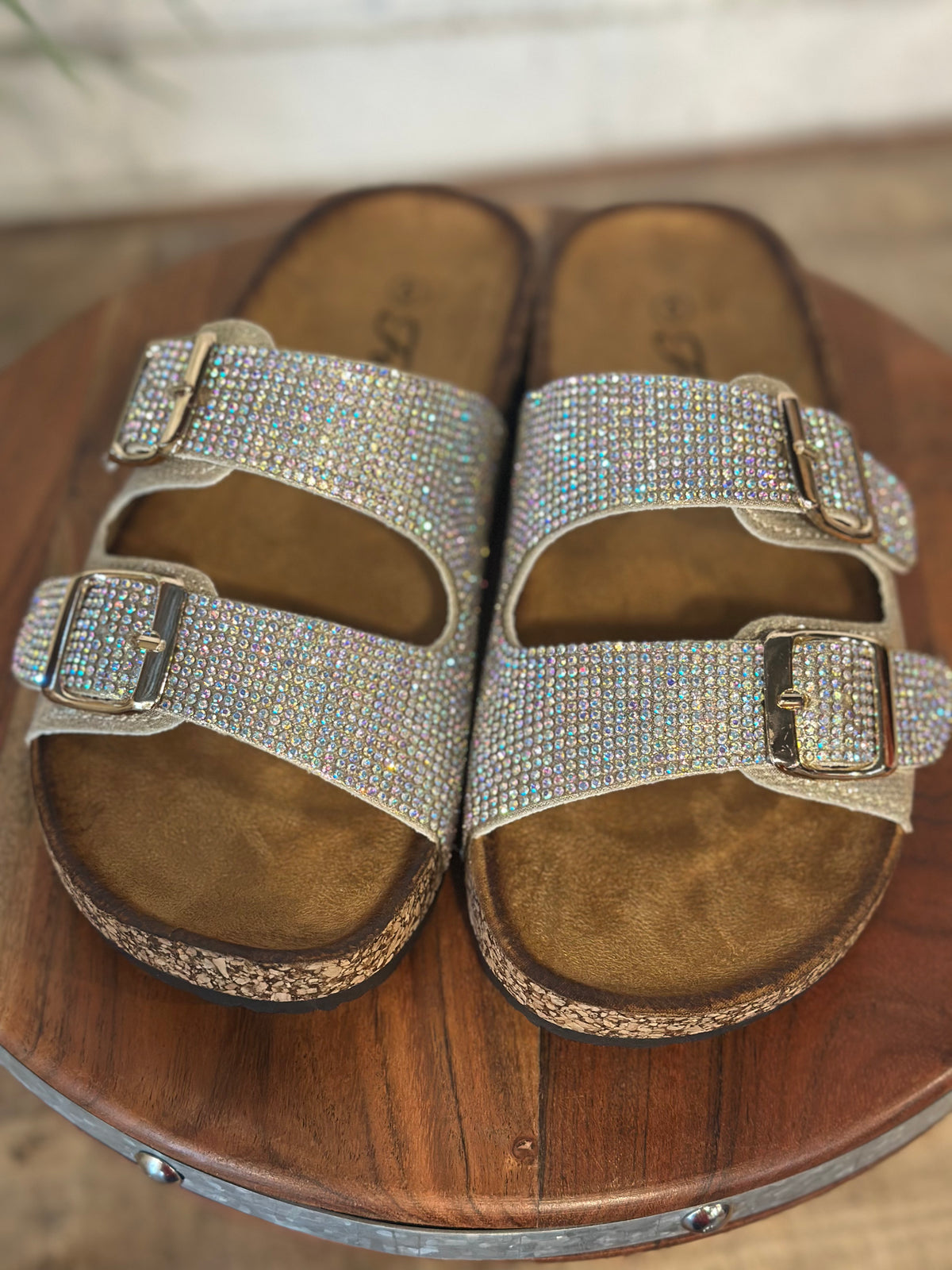 Jeweled Birken Sandal | Champagne