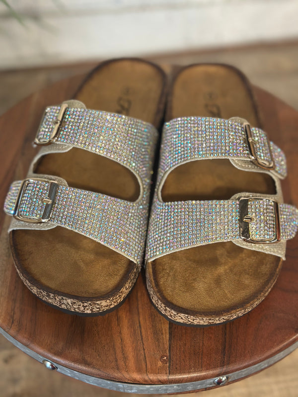 Jeweled Birken Sandal | Champagne
