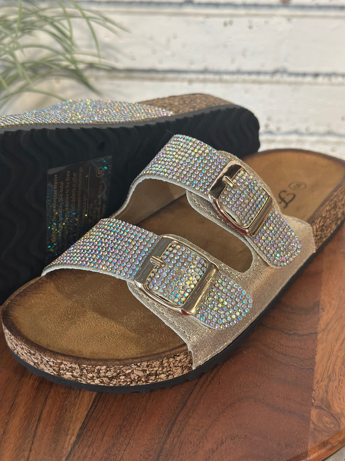 Jeweled Birken Sandal | Champagne