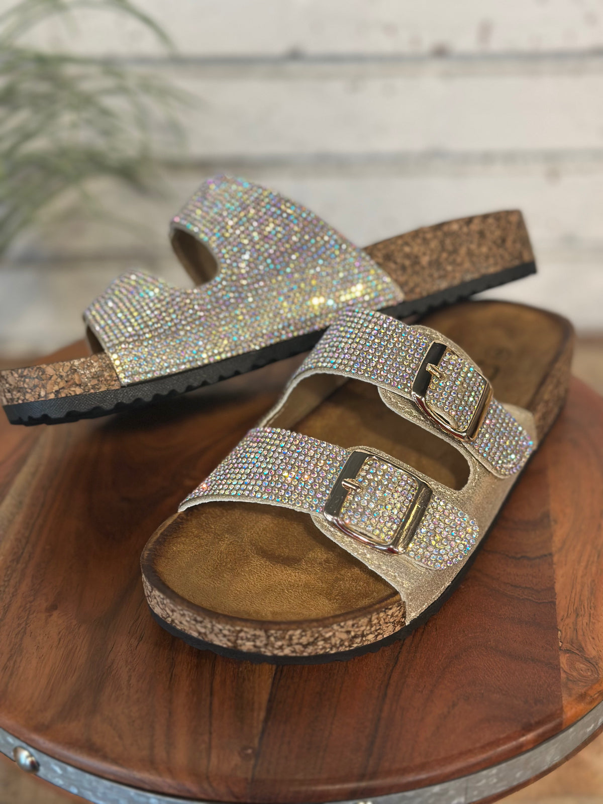 Jeweled Birken Sandal | Champagne