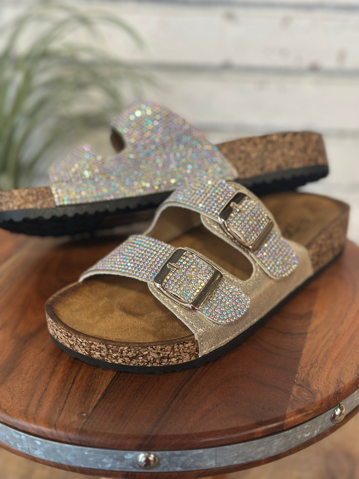 Jeweled Birken Sandal | Champagne