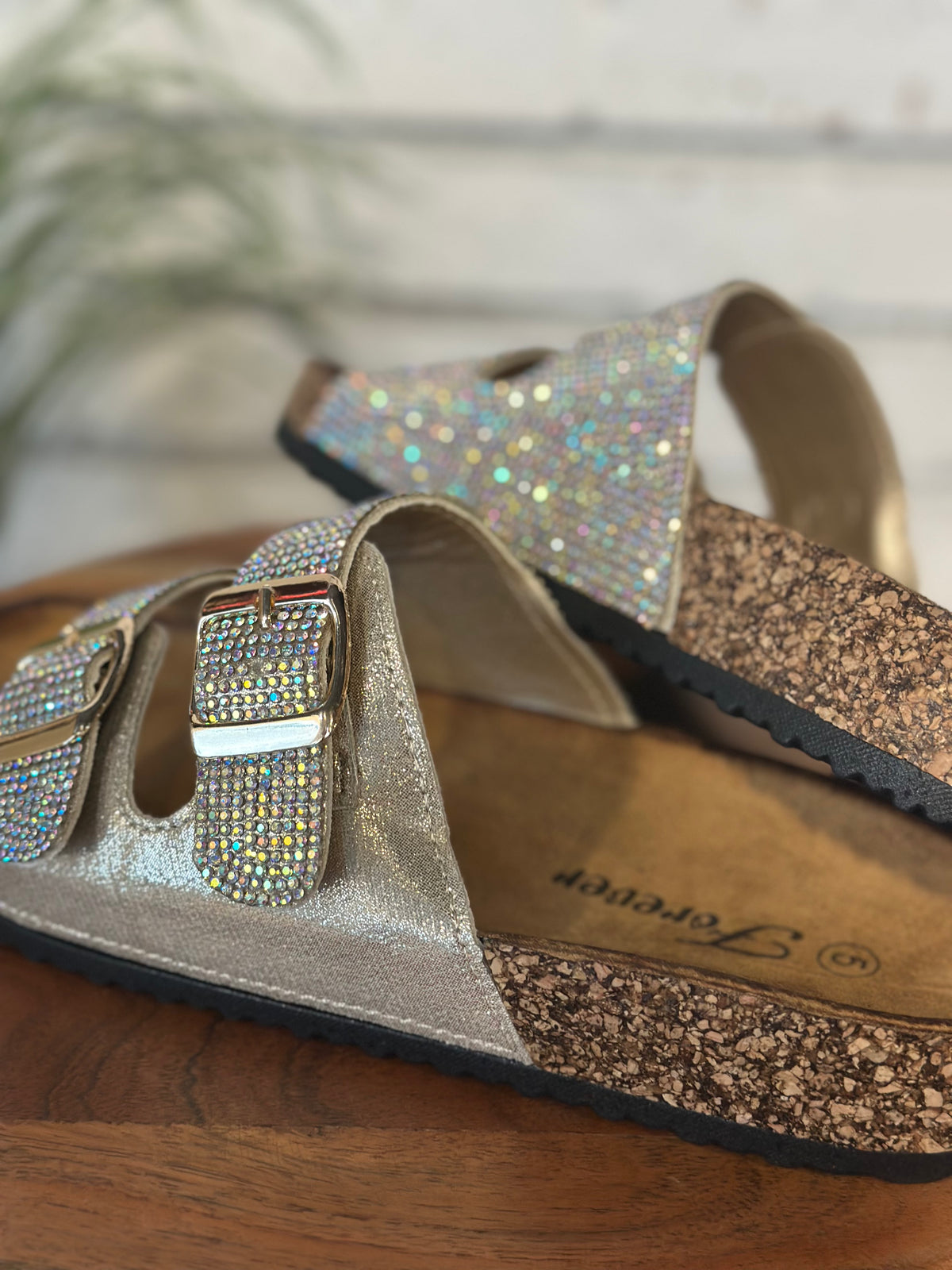 Jeweled Birken Sandal | Champagne