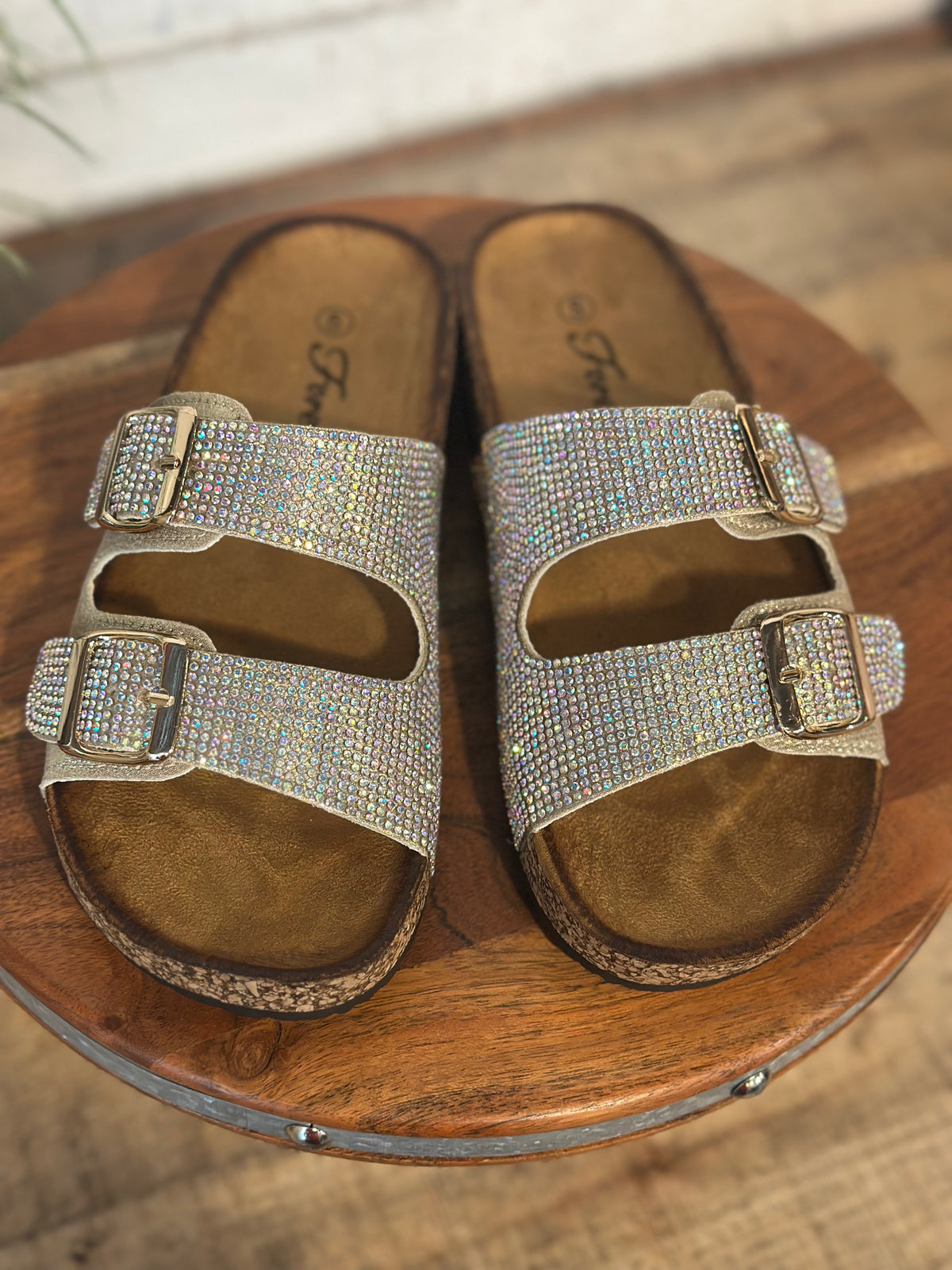 Jeweled Birken Sandal | Champagne
