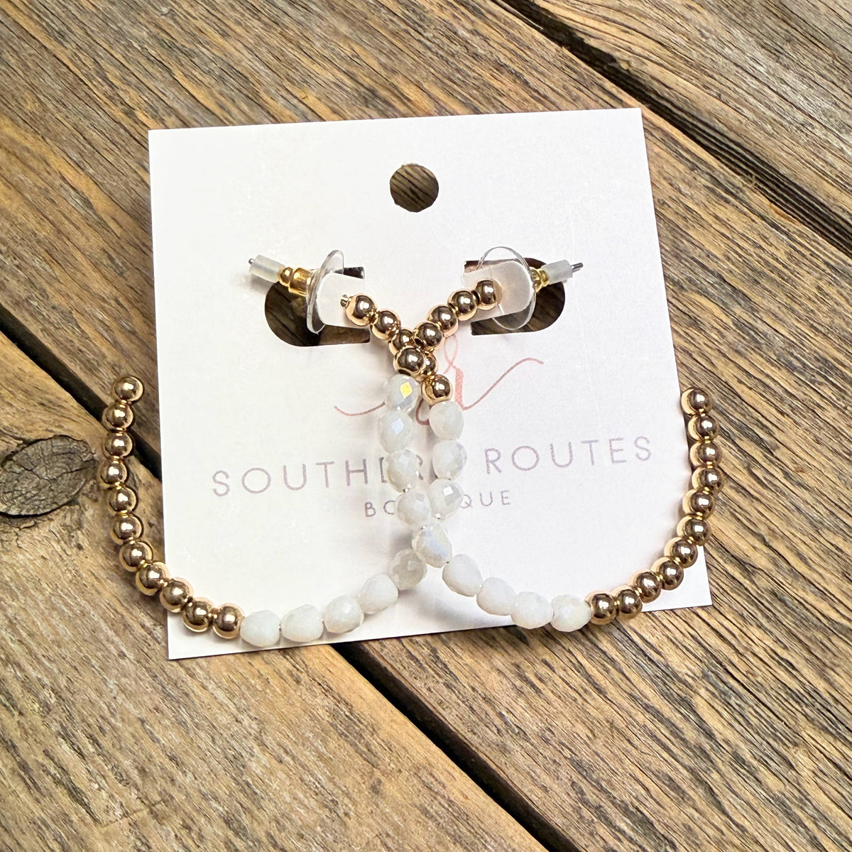 Beaded Hoop Earrings | White