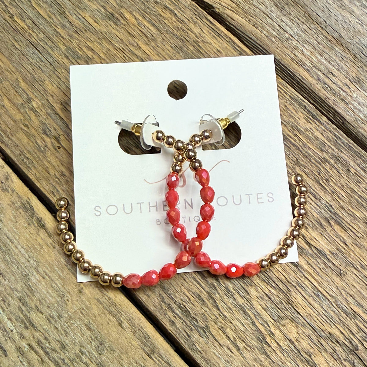 Beaded Hoop Earrings | Mauve