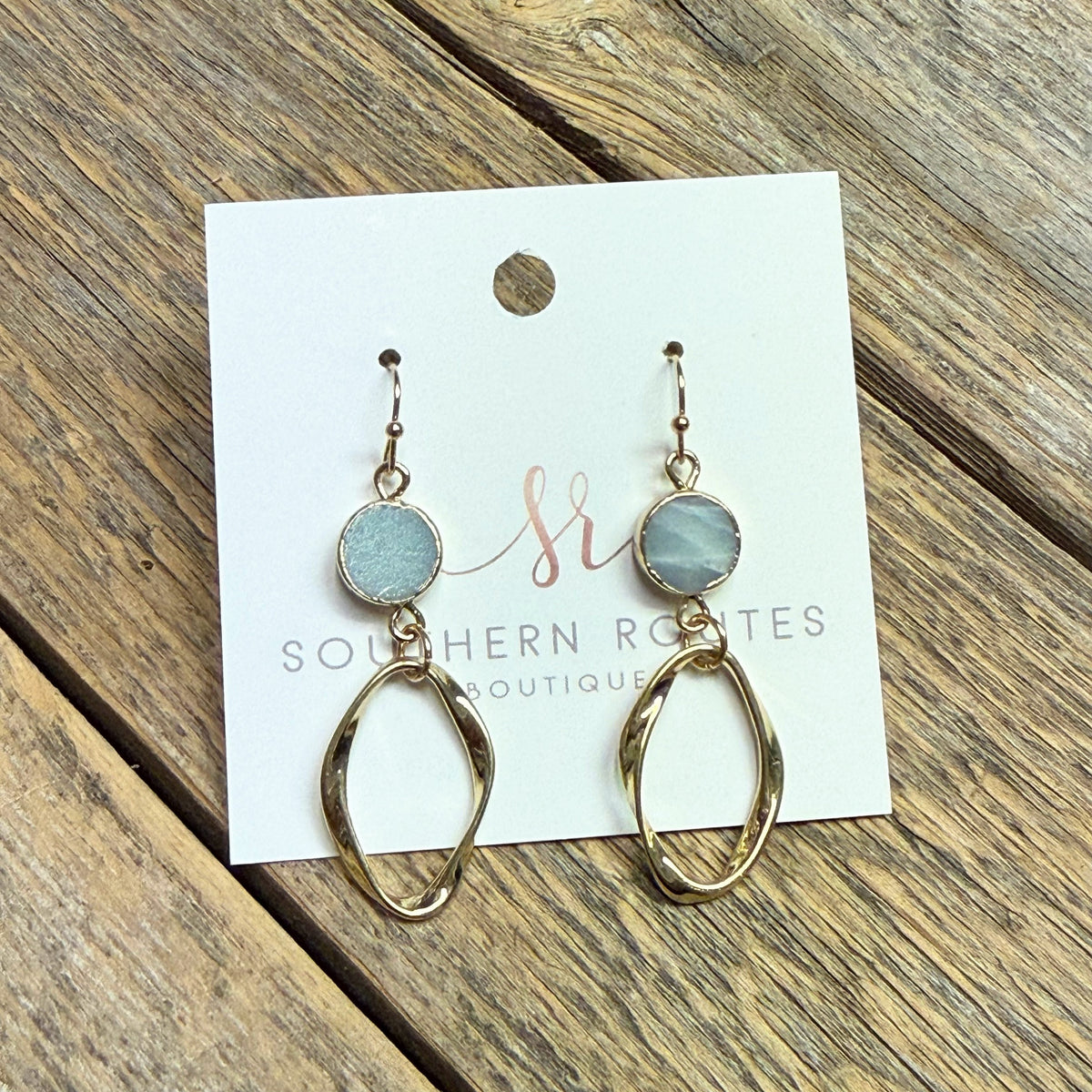 Natural Stone Drop Earrings | Mint Blue