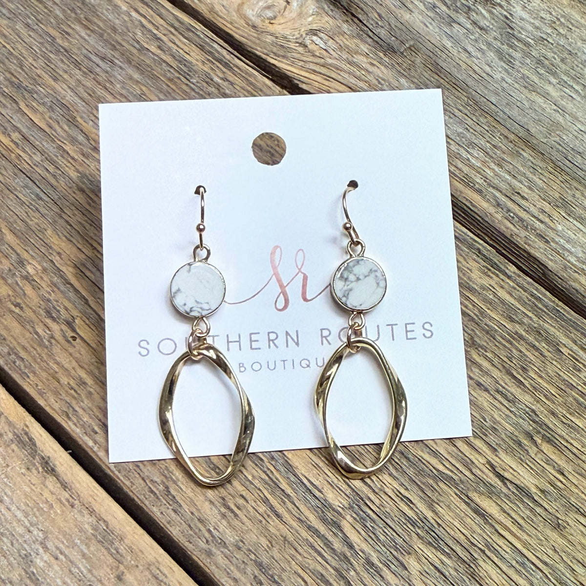 Natural Stone Drop Earrings | White Marble