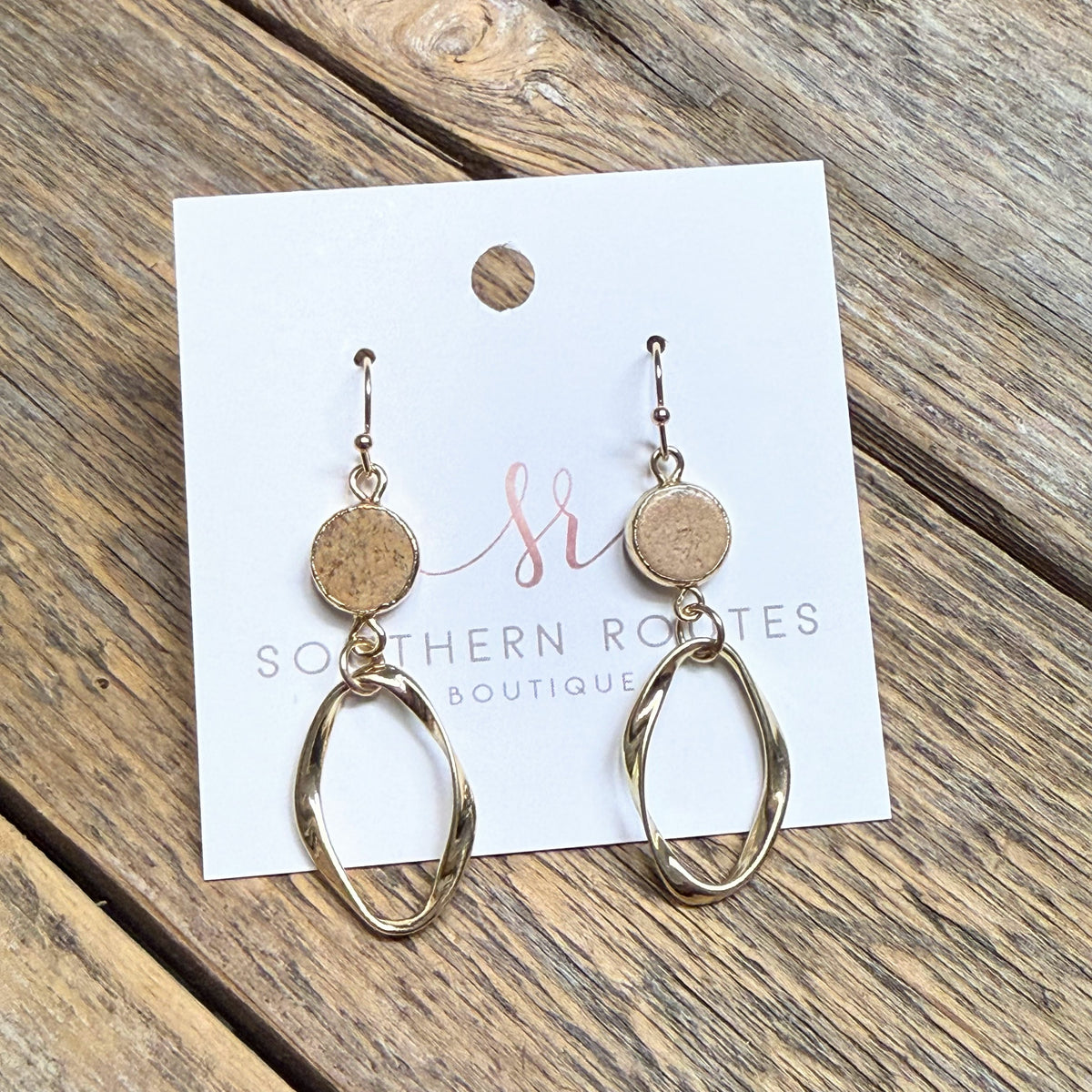 Natural Stone Drop Earrings | Brown