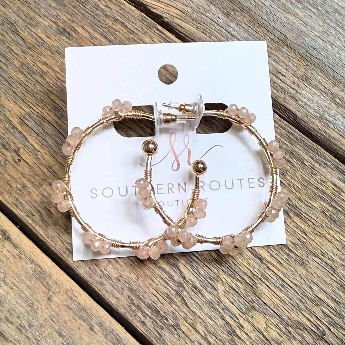 Floral Hoop Earrings | Blush
