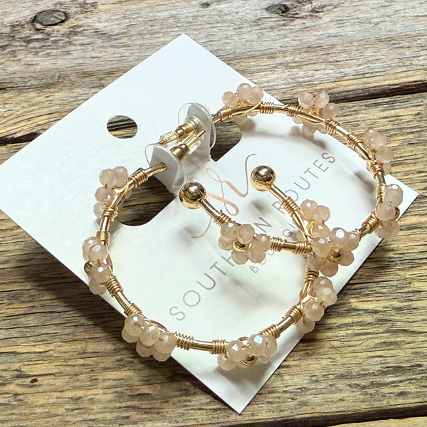 Floral Hoop Earrings | Blush