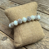 Crystal Beaded Single Bracelet | White