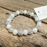 Crystal Beaded Single Bracelet | White