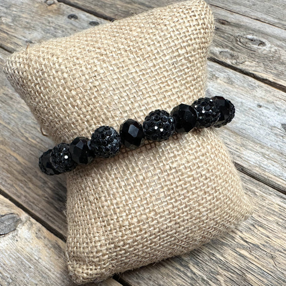 Crystal Beaded Single Bracelet | Black