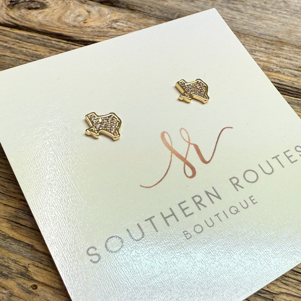 18k Gold Dipped Texas Pave Stud Earrings | Gold