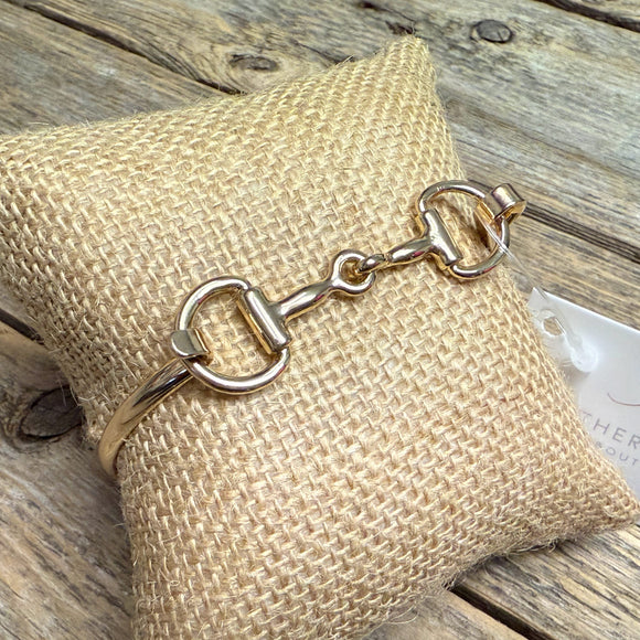 Horse Bit Bangle Bracelet | Gold