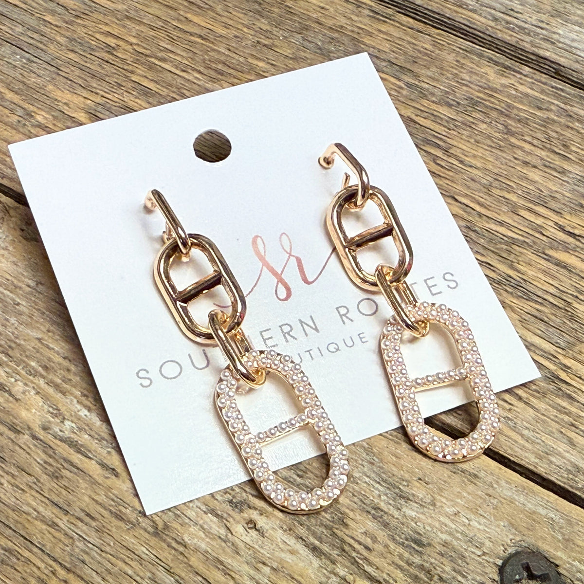 Chain Linked Pearl Earrings | Gold