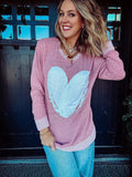 *Youth & Adult Sizes! Glitter Heart French Terry Sweater Top | Pink