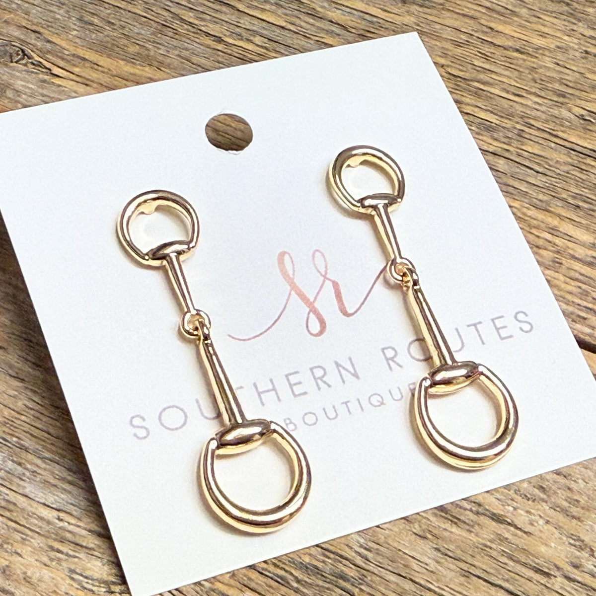 Horse Bit Drop Earrings | Gold
