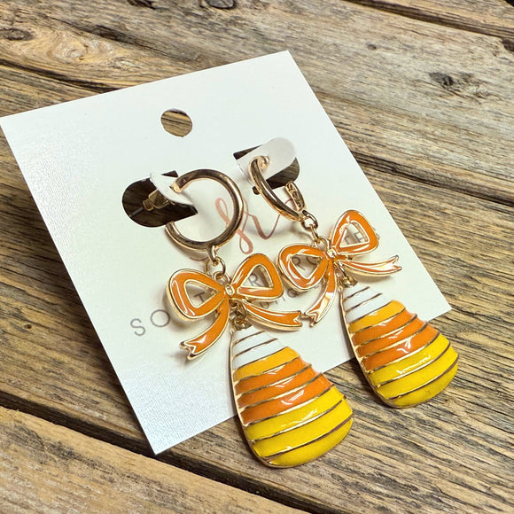 Candy Corn Bow Earrings | Gold