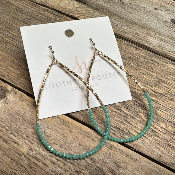 Beaded Golden Nugget Teardrop Earrings | Turquoise