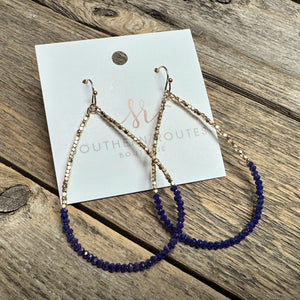 Beaded Golden Nugget Teardrop Earrings | Cobalt Blue