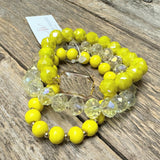 Faceted Glass Beaded Bracelet Set | Yellow