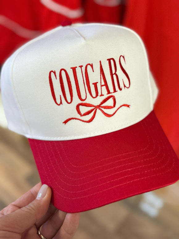 Cougars Bow Mascot Cap | Khaki/Red