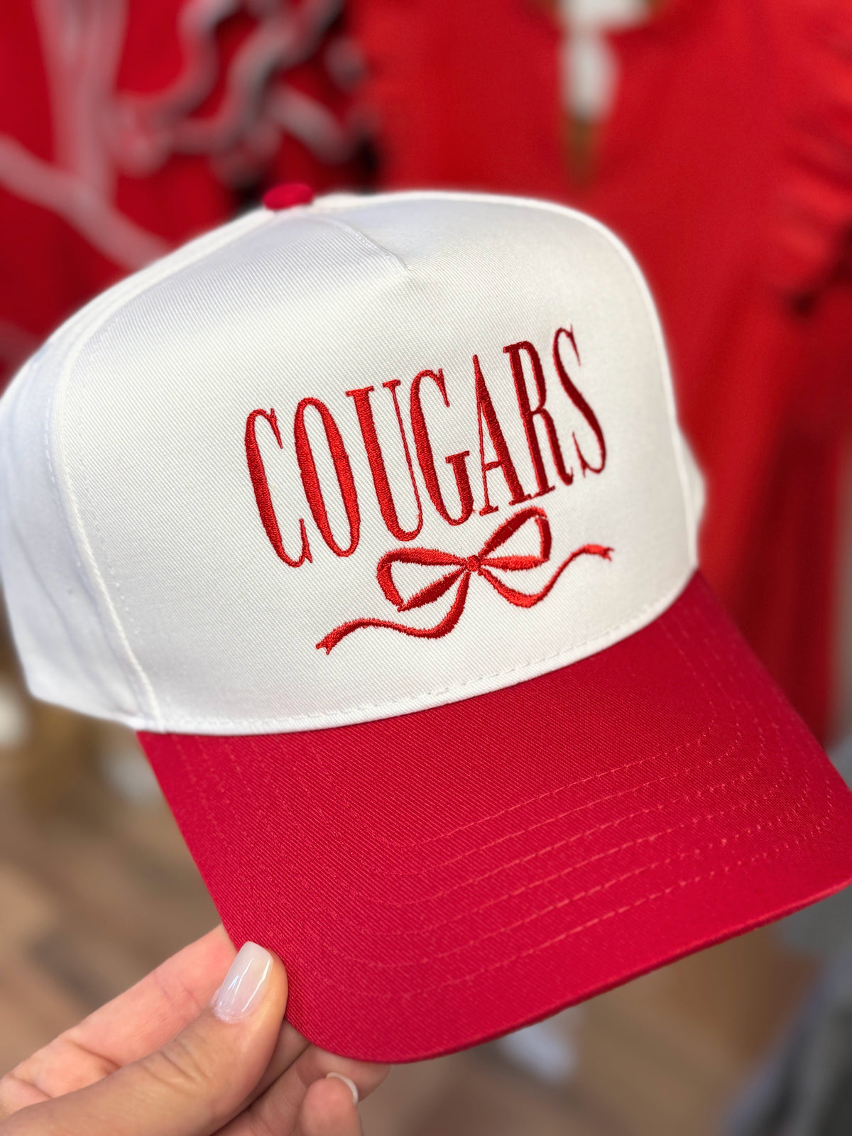 Cougars Bow Mascot Cap | Red