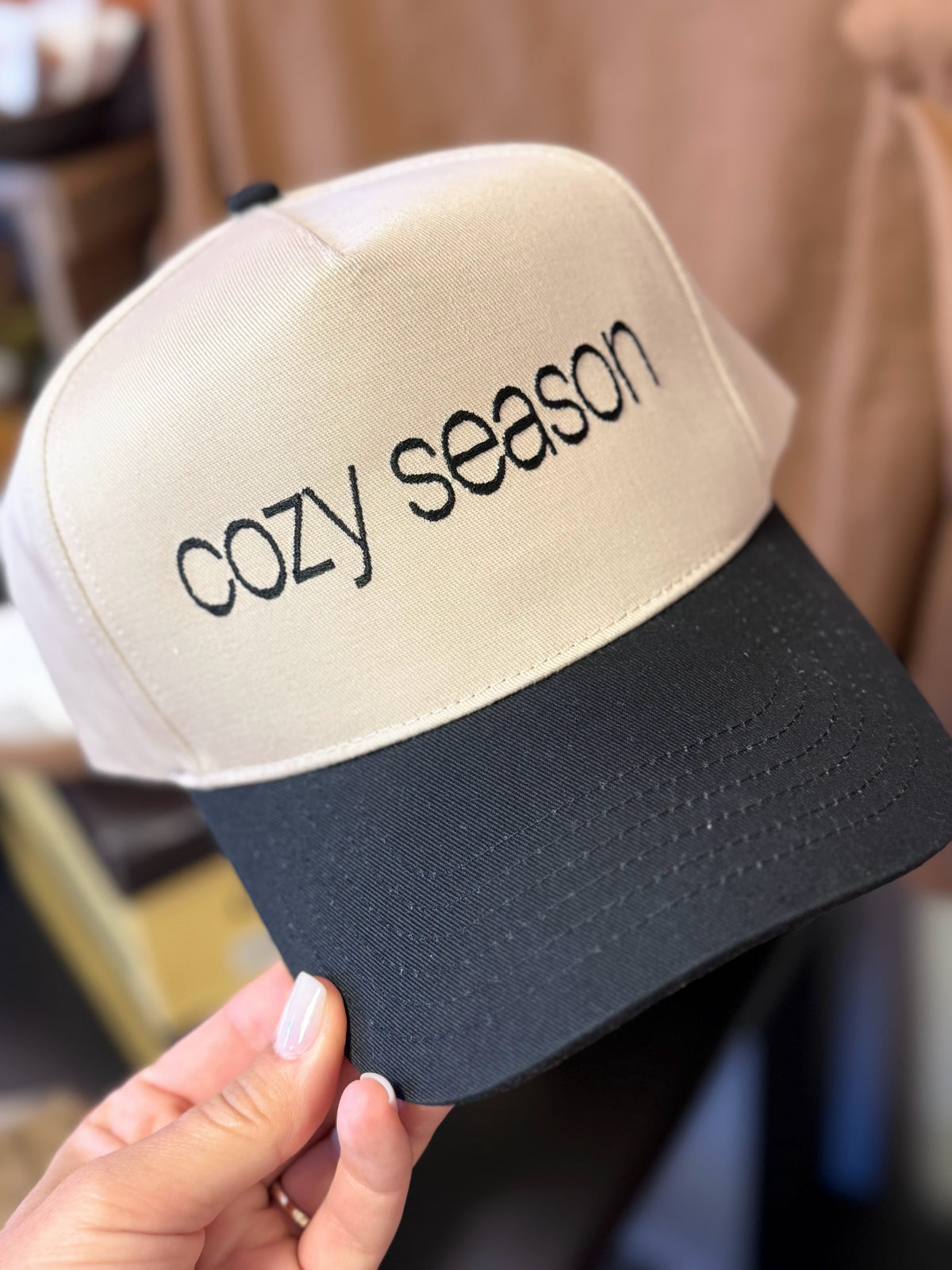 Cozy Season Cap | Khaki/Black