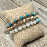 Gold Cluster Beaded Bracelet Set | Turquoise