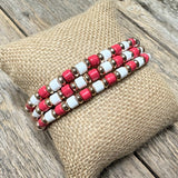 Color Block Beaded Bracelet Set | Red