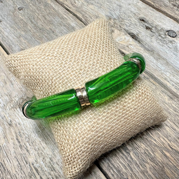 Translucent Acrylic Stretch Bracelet | Green