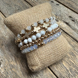 Cross Stretch Bracelet Set | White