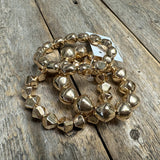 Chunky Beaded Stretch Bracelet Set | Gold