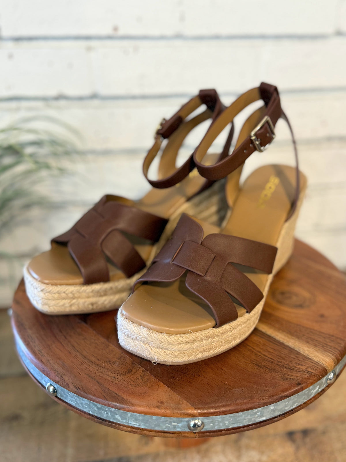 Woven Espadrille Wedge Sandal | Brown