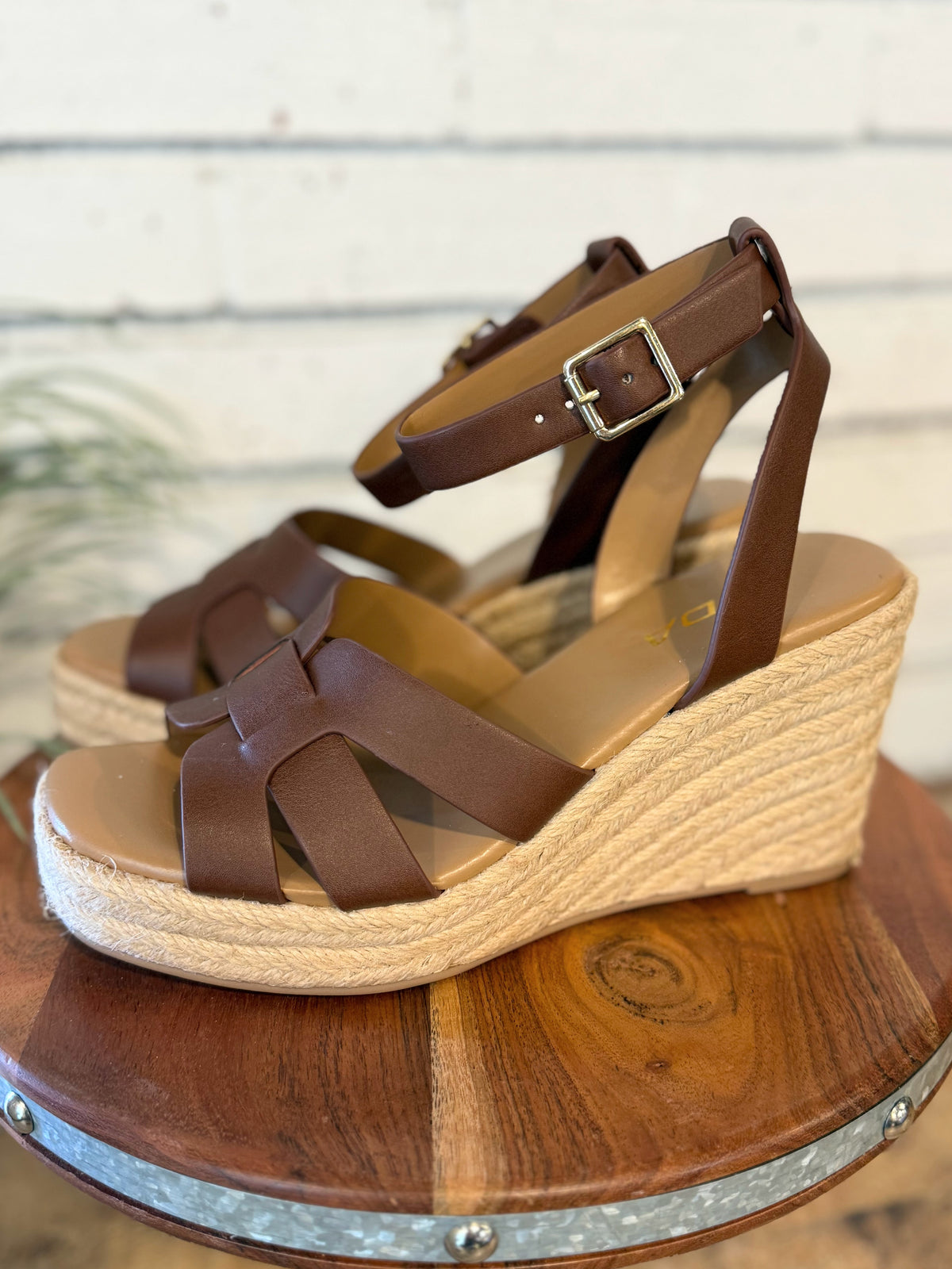 Woven Espadrille Wedge Sandal | Brown