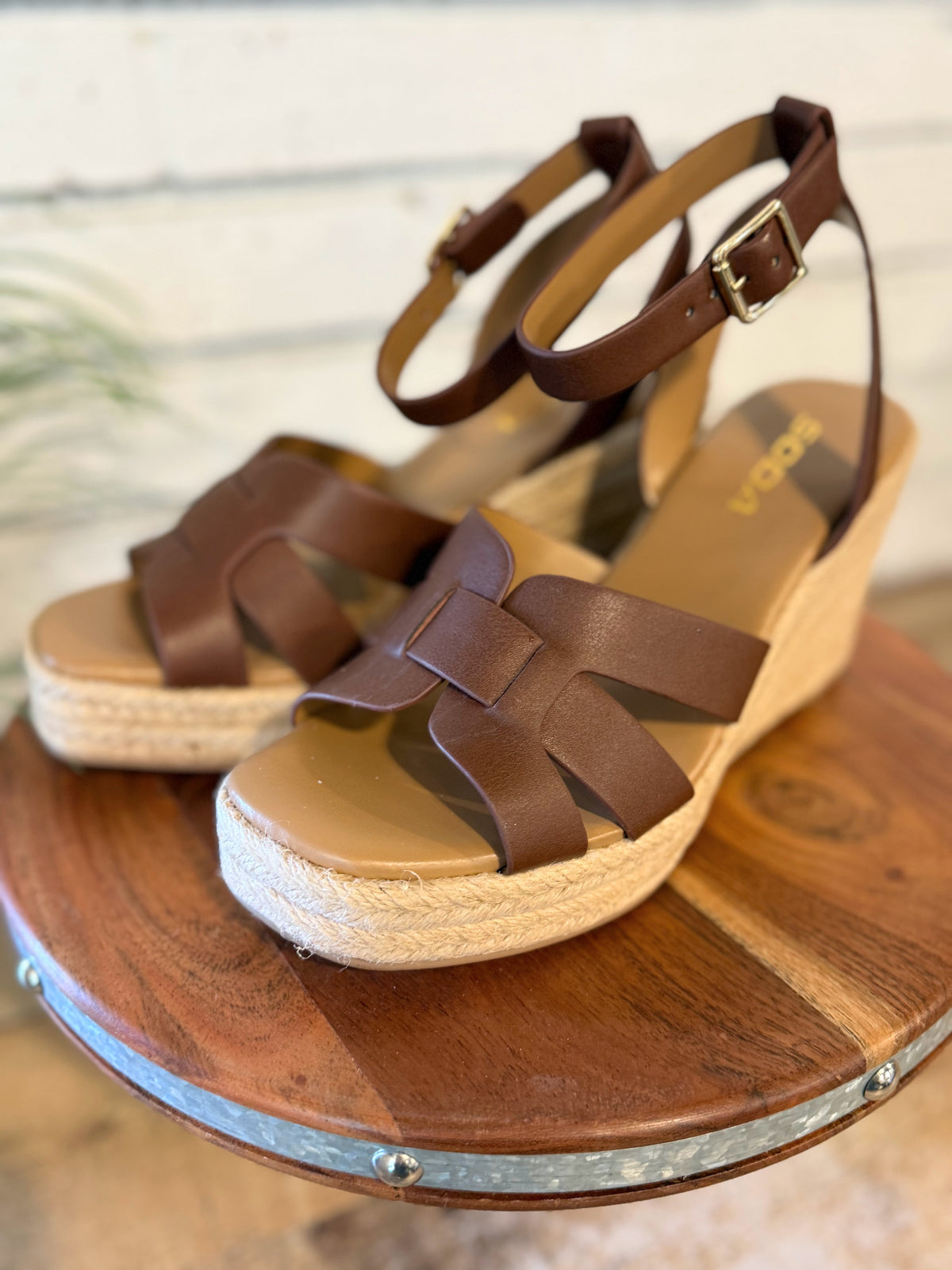 Woven Espadrille Wedge Sandal | Brown