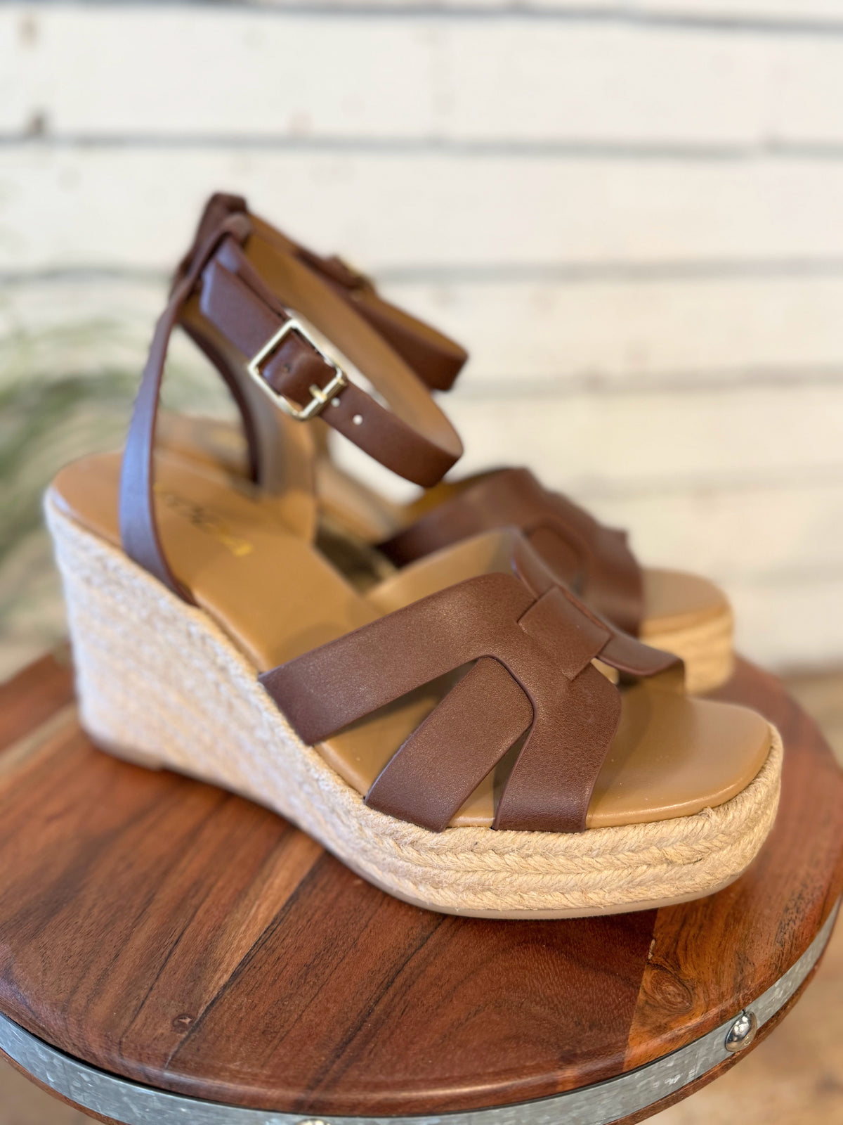 Woven Espadrille Wedge Sandal | Brown