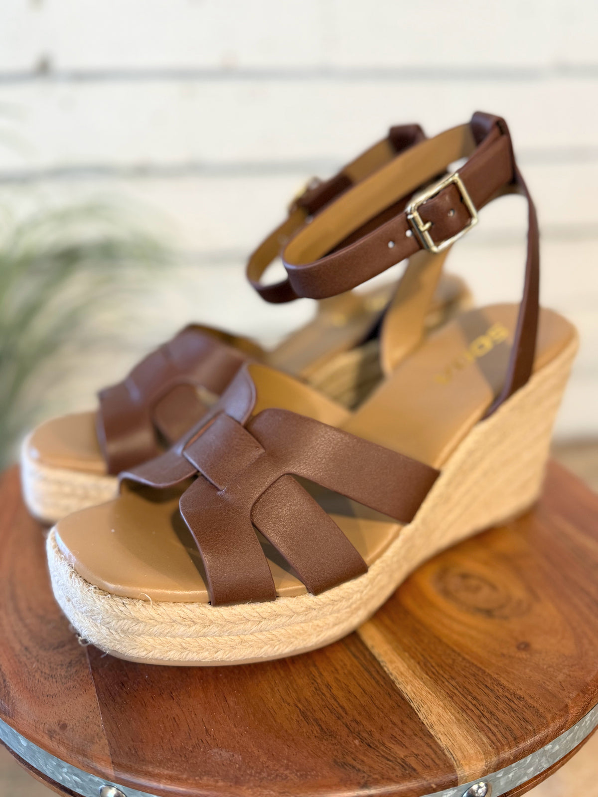 Woven Espadrille Wedge Sandal | Brown