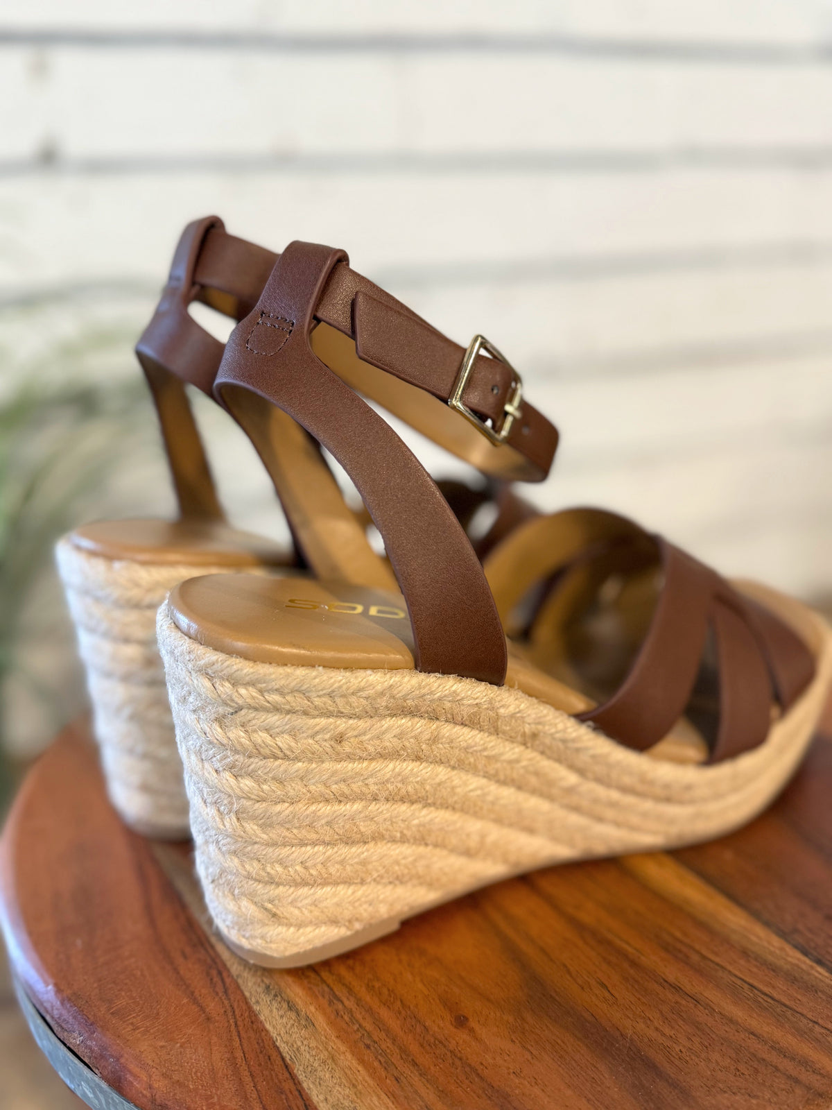Woven Espadrille Wedge Sandal | Brown