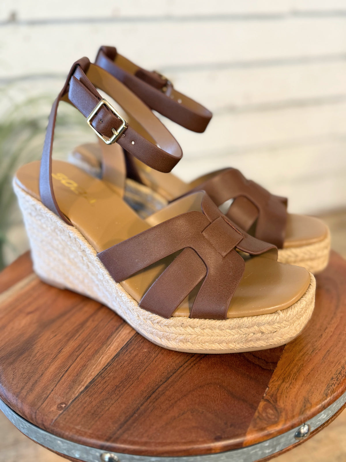 Woven Espadrille Wedge Sandal | Brown