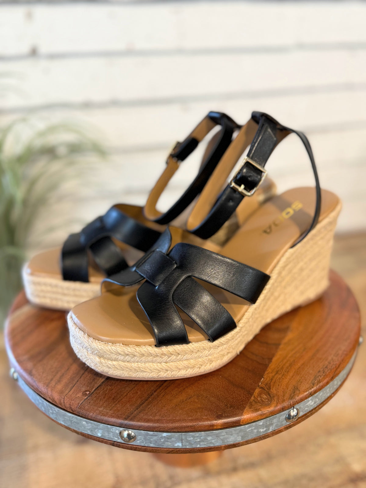 Woven Espadrille Wedge Sandal | Black