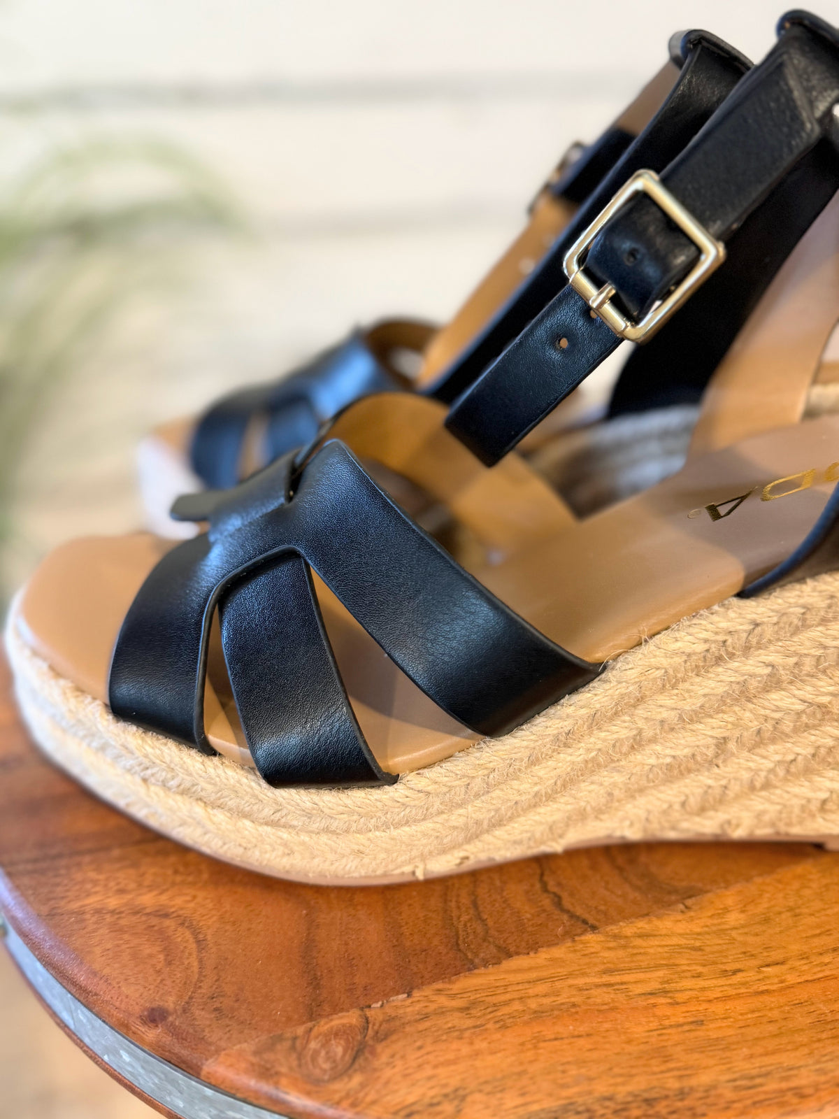Woven Espadrille Wedge Sandal | Black