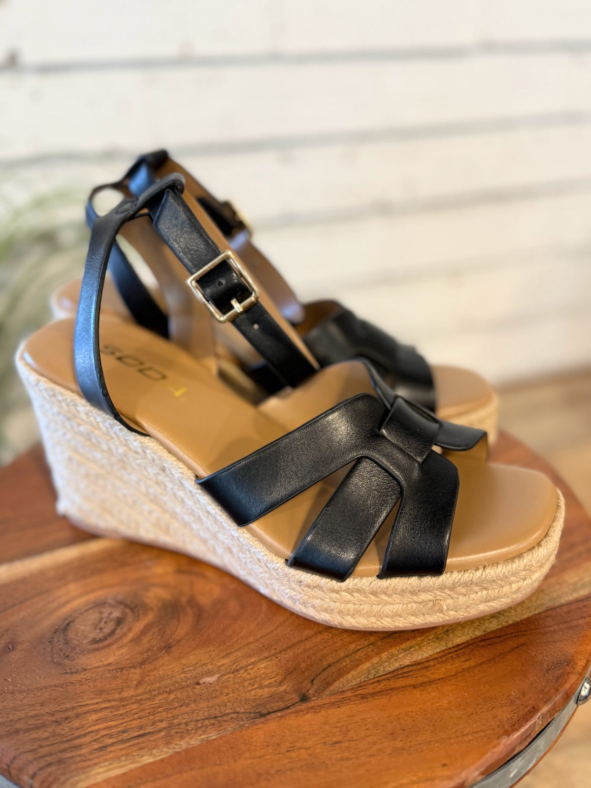 Woven Espadrille Wedge Sandal | Black